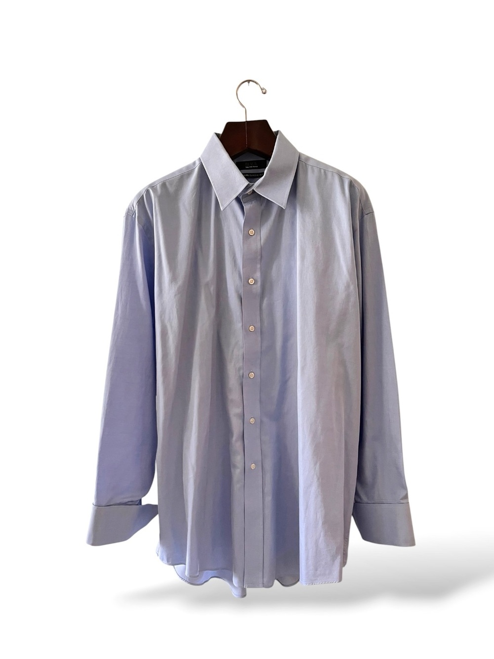 Black Saks Fifth Avenue Classic Light Blue Long-Sleeve Dress Shirt,17 1/12-34/35